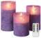 HJANDHJ Purple Flameless Candles Battery Operated with 10-Key Remote and Timer W3 H 4 5 6 3PCS
