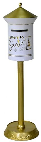 Cassetta posta di Babbo Natale Natalizia 32,5x16xh100 cm in Metallo oro