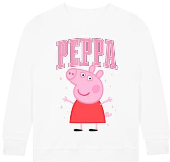Peppa Pig Jumper | Playful Girls Sweatshirt | Soft Cotton Girls Jumper | White 3-4 Years