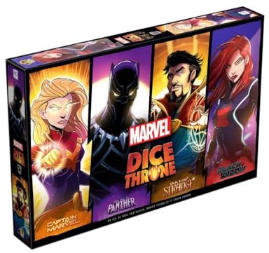 LUCKY DUCK GAMES - Marvel Dice Throne – Black Panther, Captain Marvel, Black Widow, Dr. Strange, Strategiespiel, Gesellschaftsspiel, ab 8 Jahren, 2 bis 4 Spieler, 30 Minuten