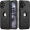 TRUIRON Schutzhülle für iPhone 16, luxuriöses Leder, Logo, sichtbar, Vintage, ultradünn, Schutzhülle 2024, 15,5 cm (6,1 Zoll) (Schwarz)