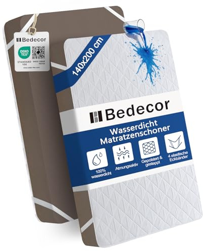 Bedecor Wasserdichter Matratzenschoner 140x200cm mit 4 Elastischen Ecken - Oeko-Tex Zertifizierte Atmungsaktive Matratzenauflage Waschbar bei 60°C