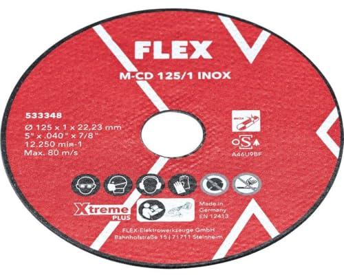 Flex Dünne Trennscheibe 1 mm für Edelstahl/Stahl M-CD 125 (Trennscheibe für Winkelschleifer, geringer Funkenflug) 533348