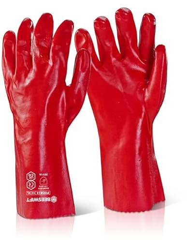 Beeswift PVC GAUNTLET GLOVES RED 14