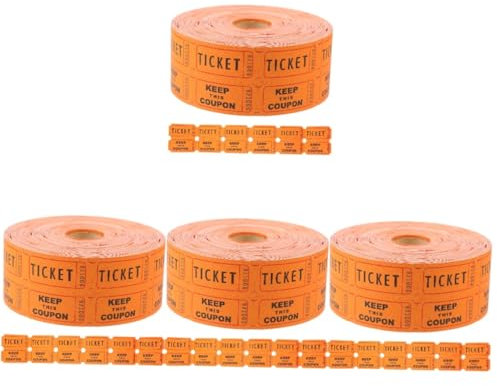 NUOBESTY 4rouleaux Billets De Loterie Universels Rouleau De Billets Orange Pour Événements Tirages Et Raffles Pour Et Activités Communautaires