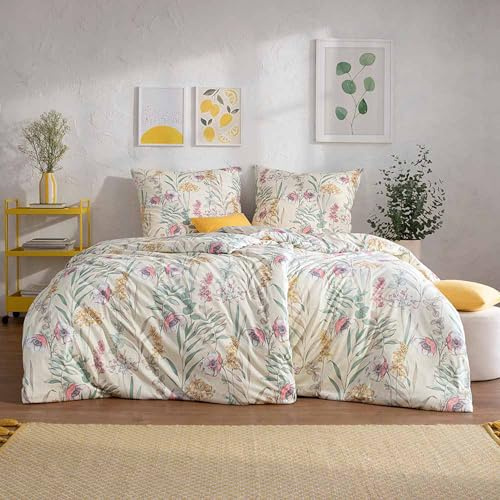 ESTELLA Biancheria da letto in jersey Mako Interlock Lyra, 135 x 200 cm + 80 x 80 cm, colore naturale