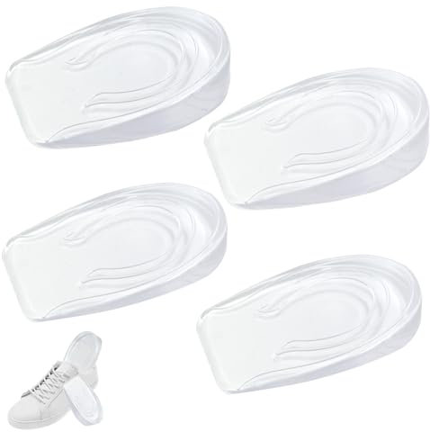 Lot de 2 paires de talonnettes en gel - 1 cm + 2 cm - Élévation transparente - En silicone - Pour homme et femme