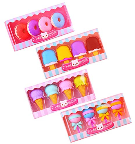 NAMOARLY 16stücke Teiliges Cartoon Radiergummis Bunten Farben Abnehmbare Süße Formen Wie Eiscreme Lutscher Und Donut Praktisches Schulzubehör Für Schüler Und Junge Mädchen