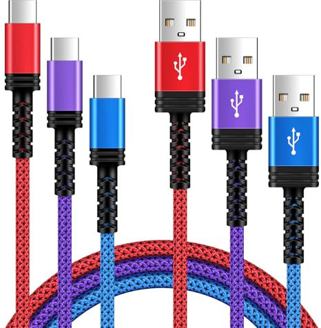 USB C Cable, [3Pack 0.98FT+3FT+6FT] Type C Cable Fast Charging USB A to USB-C Phone Charger Lead USBC for iPhone 17 16 15 Pro, Samsung Galaxy S25 S24 Ultra, Pixel 9, iPad Air, Switch etc