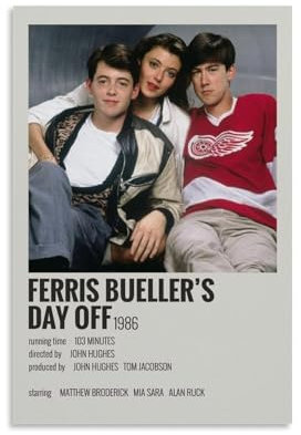 BTUWFTUF Ferris Bueller's Day Off Wandkunst, buntes dekoratives Poster, Kunst, Leinwand, Geschenk für Freunde, Wohnzimmer, Schlafzimmer, ungerahmt, 30 x 45 cm
