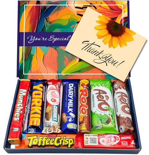 Chocolate Gift Set | Full-Sized Bars | Letterbox Friendly | Dairy Milk, Nestle KitKat, Yorkie, Aero| All Occasions | Ideal for Kids, Him & Her (Thank You)