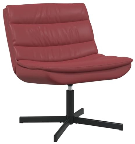 vidaXL Swivel Chair Wine Red 63 x 75 x 76 cm PU, Living Room Seating, Modern Swivel Chair, Ergonomic PU, Adjustable Rotating Lounge, Chic Functional Design