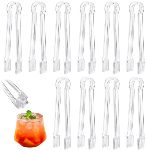 GYSRXS 10 Stück Eiszange Set Mini Kunststoff Zuckerzange Eiswürfelzange Zange Küche Servierzange Verwendet für Eiswürfe Salate Süßigkeiten Vorspeisen Desserts(Transparent)
