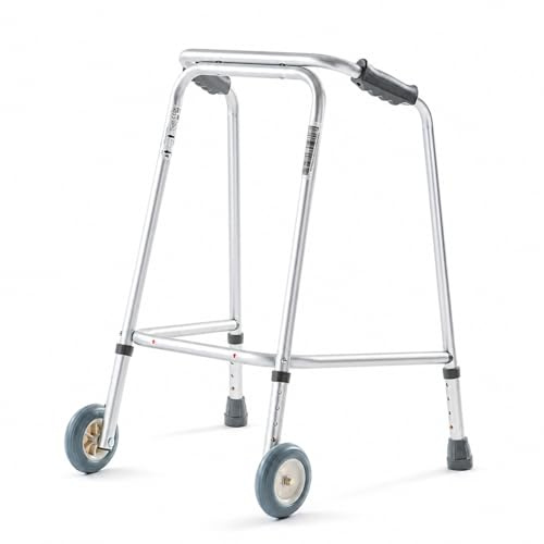 The Helping Hand Company - Ultra Lightweight Walking Frame with Wheels - Adjustable Height Aluminium Walker for Seniors, Elderly & Adults - Durable Folding Mobility Aid for Balance & Support (Large)