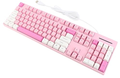 Kabelgebundene Gaming-Tastatur mit 3 bunten Tasten, USB, 104 Tasten für | Auffällige Dreifarben-Tasten, 12 Multimedia-Funktionstasten, ergonomisches Design für langes Tippen