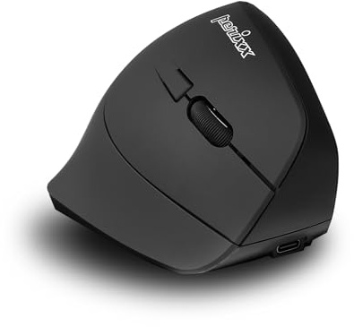 Perixx PERIMICE-715R Kabellose Wiederaufladbare Vertikale Maus – Duale Ladefunktion (Kabel & Wireless) – 6-Tasten-Design – Schwarz – Für Rechtshänder