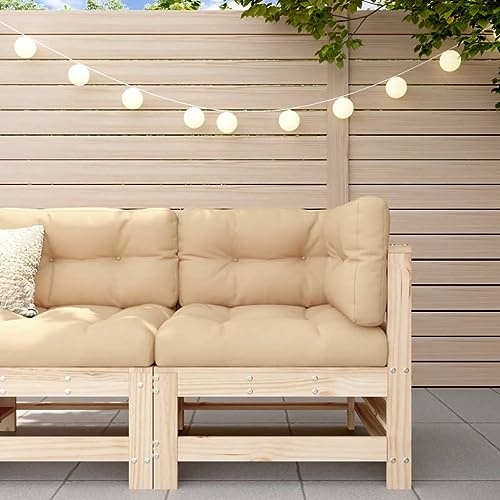 LoogCape Ecksofa Massivholz Kiefer, Robustes Gartenmöbel-Set mit bequemen Kissen, 63,5x63,5x60 cm, für Terrasse und Außenbereich, langlebiges Lounge-Stück