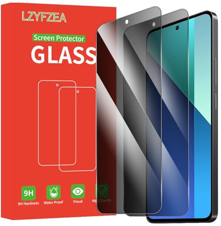 LZYFZEA 2 unidades, protector de pantalla de privacidad para Xiaomi Redmi Note 13 5G/4G, cristal blindado de privacidad, antispasado, dureza 9H, sin burbujas, protector de pantalla de vidrio templado