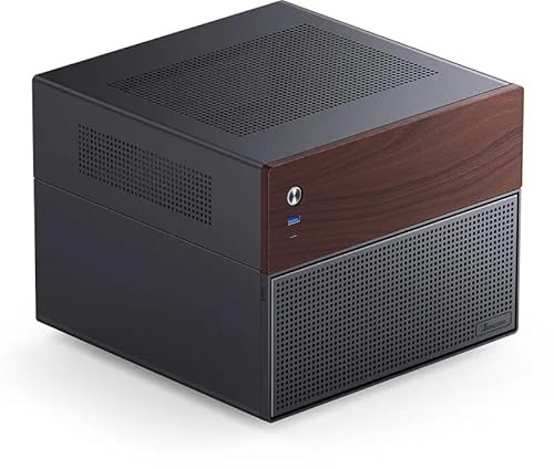 Kompatibel mit Walnut Decor Aluminium PC-Gehäuse MATX Mainboard SFX Power 6 HDD Leises Design(Black)