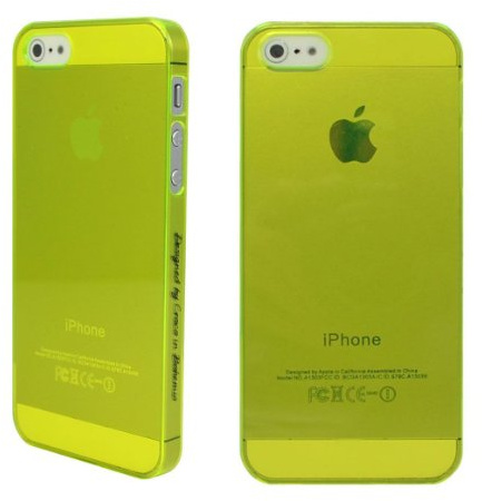 Croco® Ultra Thin Crystal Tough - Transparent Snap on clip case for iPhone 5, 5s - Clear Yellow