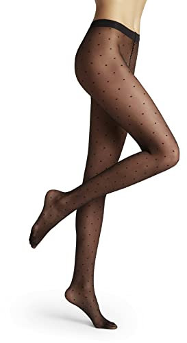 FALKE Damen Strumpfhose Dot 15 DEN W Ti transparent gemustert 1 Stück, Schwarz Black 3009, S-M