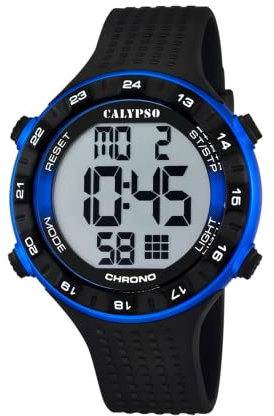 Calypso Analoge Digital Uhr Herrenuhr K5663/2 Quarz - Wasserdicht 10 ATM Datum und Kalender, Chronograph, Dualzeit, Licht, Alarm, 12 und 24 Stunden - Schwarzes Kautschukarmband - Flash Time