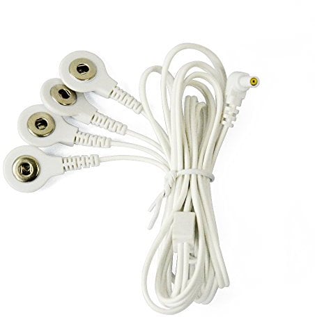 KONMED 1 Pair TENS Electrode Lead Wires Jack 2.35mm Snap 3.5mm Connection