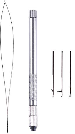 Le kit d'outils de Aiguilles à Crochet 1 support de d'aération en aluminium + 3 aiguilles de ventilation perruque tailles différentes + 1 aiguille à enfiler