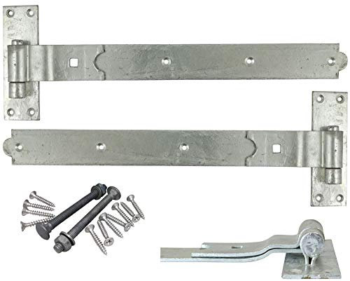 24 600mm Heavy Duty CRANKED Hook and Band GATE Hinge - HOT Dipped GALVANISED - Includes All Suitable FIXINGS - HBC600G - 1 x Pair - Free Next Working Day DELIVERY