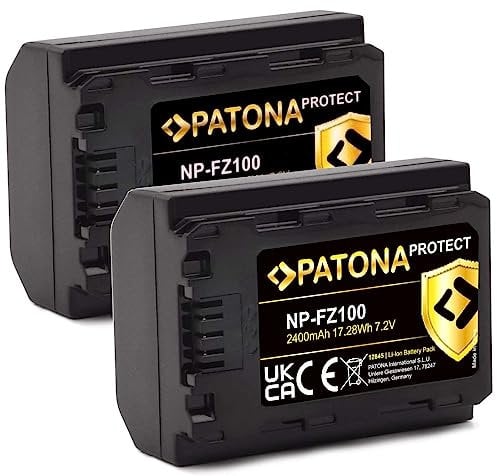 PATONA 2x PROTECT NP-FZ100 Akku 2600mAh Ersatzakku kompatibel mit Sony Alpha 6600 6700 A6600 A6700 A1 A9 9 R S II A7 III IV A7R 7 C 7CR 7S 7R A7III R V R3 R4 FX3 FX30 A7C2 A7R3 NPFZ100 NP FZ100 FZ 100