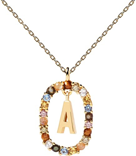 PDPaola Halskette mit dem Buchstaben A aus 18 Karat goldplattiertem Sterling Silber mit Edelsteinen und Kristallen, CO01-260-U