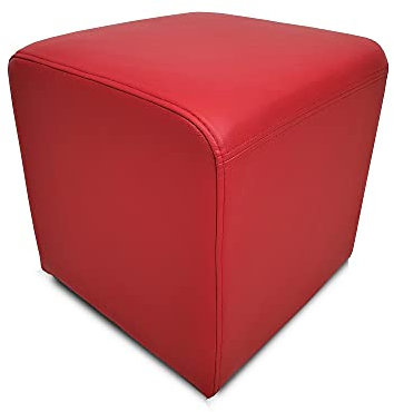 Quattro Meble Rotes Echtleder Hocker viele Größen Echtleder Sitzhocker Rindsleder Sitzwürfel Fußhocker Polsterhocker Echt Leder Puff Leder MDR Red (40 x 40 x H-40 cm)