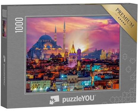 puzzleYOU: Puzzle 1000 Teile „Skyline von Istanbul mit Galata-Turm und Süleymaniye-Moschee“ – aus der Puzzle-Kollektion Istanbul