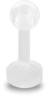 Treuheld® Piercing Labret aus Kunststoff | Farbe: Klar/Durchsichtig | Größe: 1,2 x 6 mm (Kugel: 3mm)