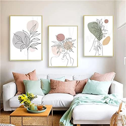TROYSINC 3er Poster Set, Premium Abstrakte Leinwandbilder, Kunst Line Beige Wandbilder, Aesthetic Bilder, Stilvolle Kunstdrucke für Wohnzimmer Deko (Stil A,40 x 60 cm)