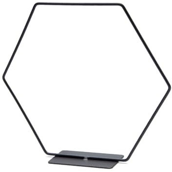 NaDeco Hexagon aus Draht, in Schwarz mit Fuß, wählbar in Größen 25/30 / 40 cm | Metallring zum Hinstellen | Loop-Ring für Trockenblumen | Drahtring zum Basteln | Makramee, Größe:Ø 25 cm