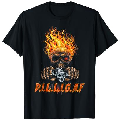 D.I.L.L.I.G.A.F Skull Skeleton Bone Death T-Shirt