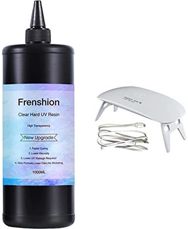 1000 g UV-Harz-Upgrade 1 Minute schnelle Aushärtung! Harter, kristallklarer UV-Epoxidharz-Kleber für Schmuckherstellung, Gießen und Beschichten, Handwerksdekoration + Mini-Lampe
