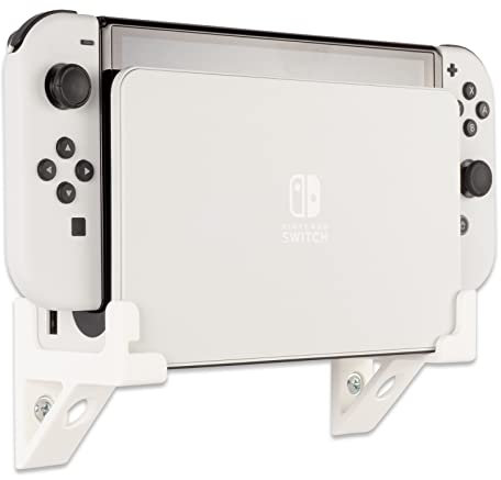 P3D-Lab Wall Mount for Nintendo Switch OLED Game Console, Switch OLED Wall Bracket White - 3 Years Warranty - Made in UK
