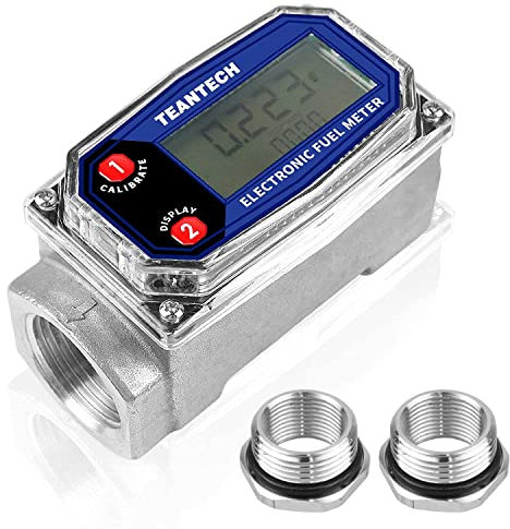 Turbine Flow Meter 3/4 inch Digital LCD Display with NPT Counter Oil Flowmeter Kerosene Diesel Fuel Flow for Measure Diesel Kerosene Gasoline