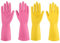Gummihandschuhe, Geschirrspüler, 2 Paar für die Küche, Reinigungshandschuhe für den Haushalt, wiederverwendbar. (Größe L, Rosa + Gelb)