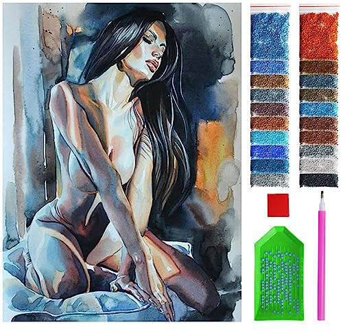 Diamond Painting Set Schwarzhaarige Frau – 5D Diamant Painting Bilder 30x40 cm mit Diamond Painting Zubehör für Kinder und Erwachsene - Crystal Art - Wand Deko