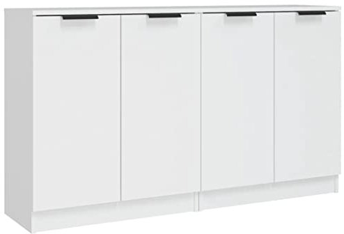 vidaXL 2× Buffets Armoires Latérales de Salle de Séjour Armoires de Rangement Meubles de Rangement Intérieur Blanc 60x30x70 cm Bois d'Ingénierie