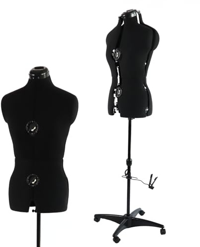 PDM Worldwide Kleid Form weiblicher Schaufensterpuppen-Torso mit verstellbaren 13 Zifferblättern, Stoff-Modell für Körpernähen,152 cm verstellbare Höhe für Kleidungsanzeige, klein