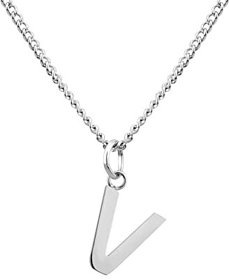 GD GOOD.designs Kette mit Buchstaben Anhänger V in Silber - 316L Edelstahl Halskette Damen - Silberne Partnerketten für Sie und Ihn