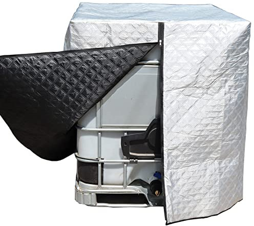 IBC Tank Abdeckung, IBC Wärmedämmung Regenschutz Container Cover IBC Schutzhülle frostsicher Abdeckplane Schutzhülle Schutzhaube für 1000L IBC-Tank Behälter Container Regenwassertank (Silber)