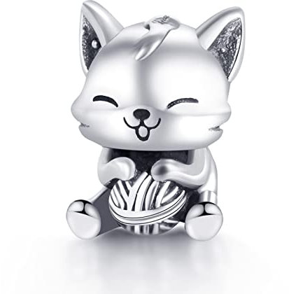 Amuefer Cats and Wool Balls Charms 925 Sterling Silber Perlen für Frauen-Armband Feiner Schmuck Geschenke
