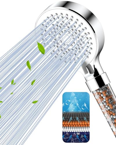 Magichome Shower Head, Upgraded Filter Shower Head High Pressure 5 Modes, Universal Hard Water Filter Showerhead with Extra Replaceable Accessories