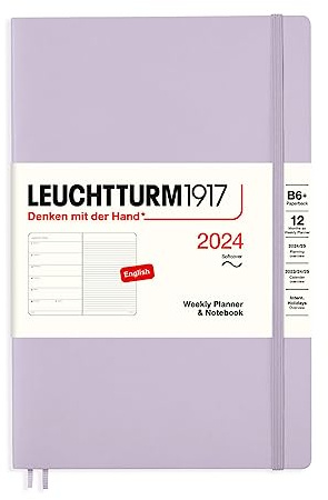 LEUCHTTURM1917 367808 Wochenkalender & Notizbuch Softcover Paperback (B6+) 2024, 12 Monate, Lilac, Englisch