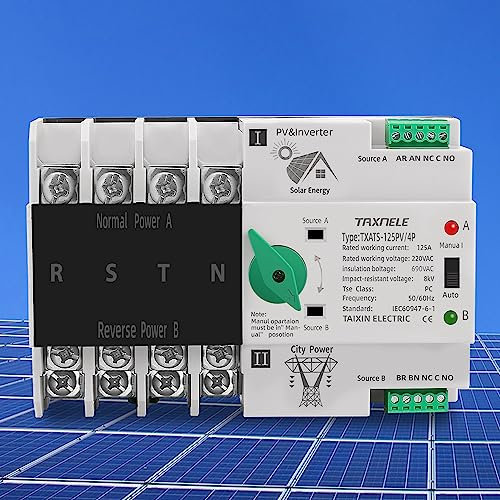 Dual-Power-Automatik-Transferschalter-Wahlschalter Unterbrechungsfreie Stromversorgung 4P 63A 100A 125A Photovoltaik Automatischer Wechselschalter DIN-Schiene ATS PV-Solar-Wechselrichter USV (63A)